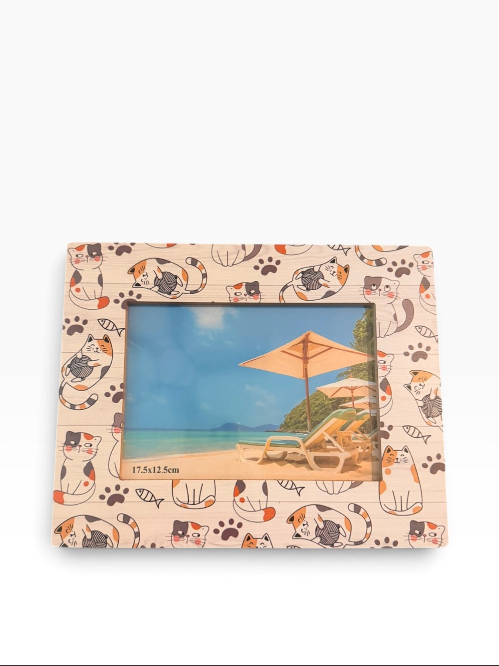 Nwt - Cat Pattern Photo Frame in Cream and Orange - Pets Cat